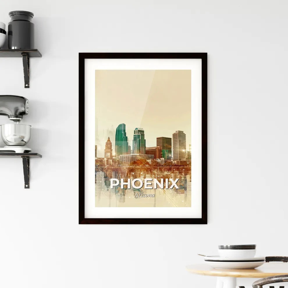 Phoenix Skyline Double Exposure Poster Framed Print