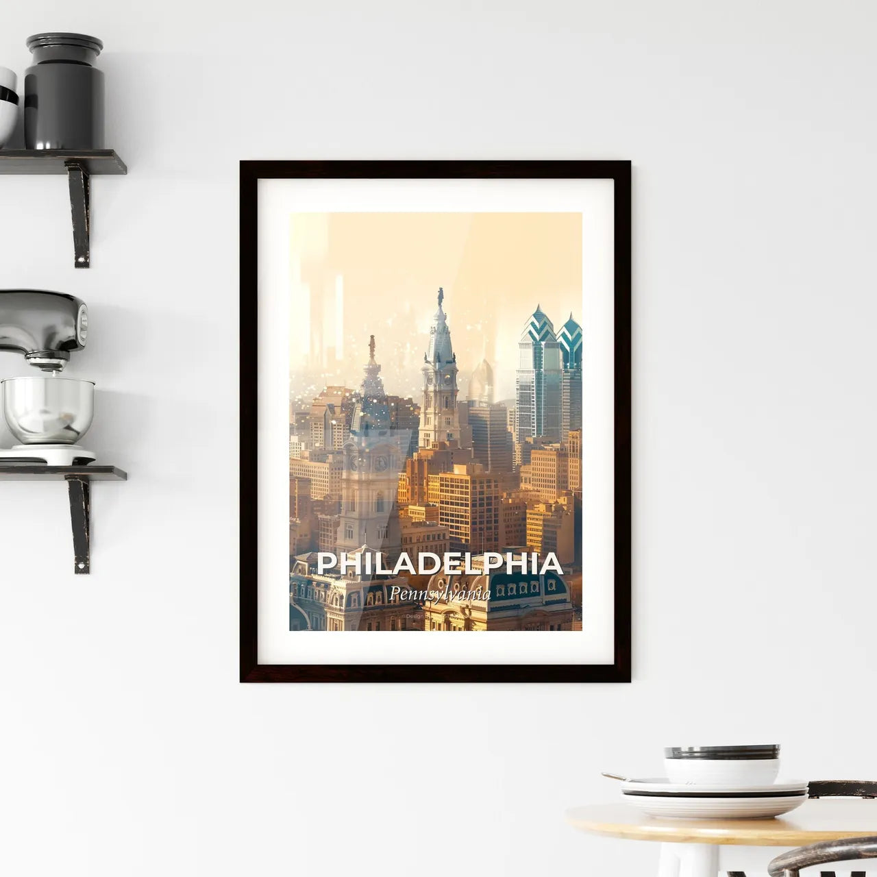 Philadelphia Skyline Double Exposure Poster Art Framed Print