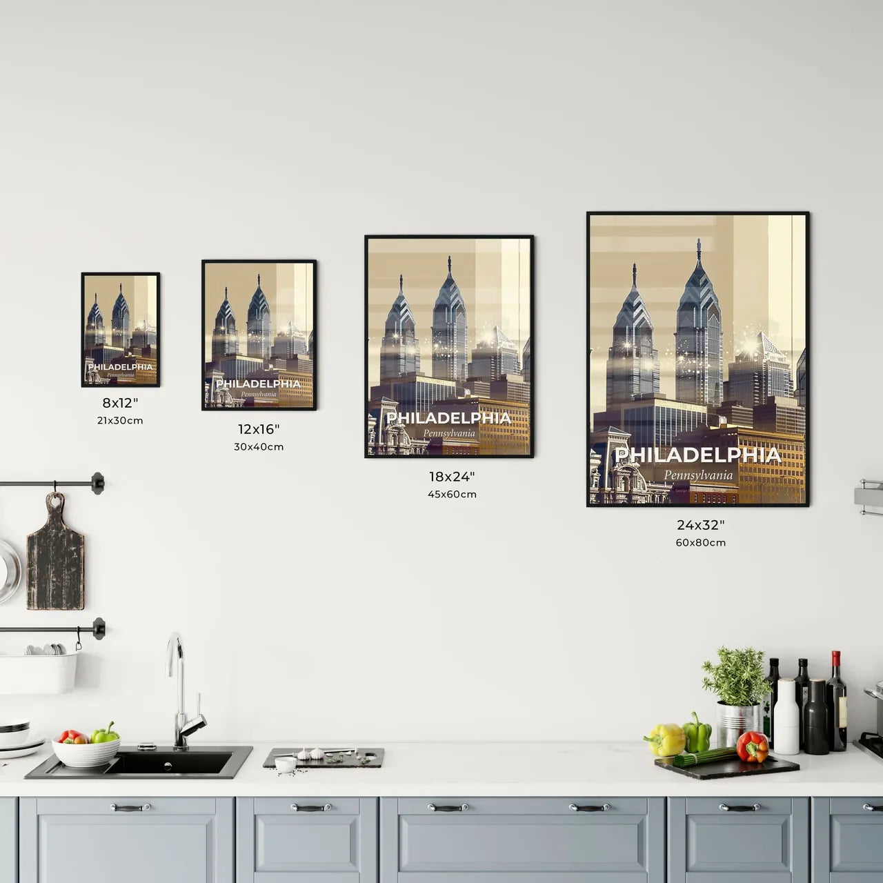 Philadelphia Skyline Art: City Icons and Sparkle Office Art