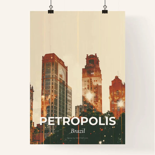Petropolis City Skyline Dreamy Double Exposure Artwork Poster
