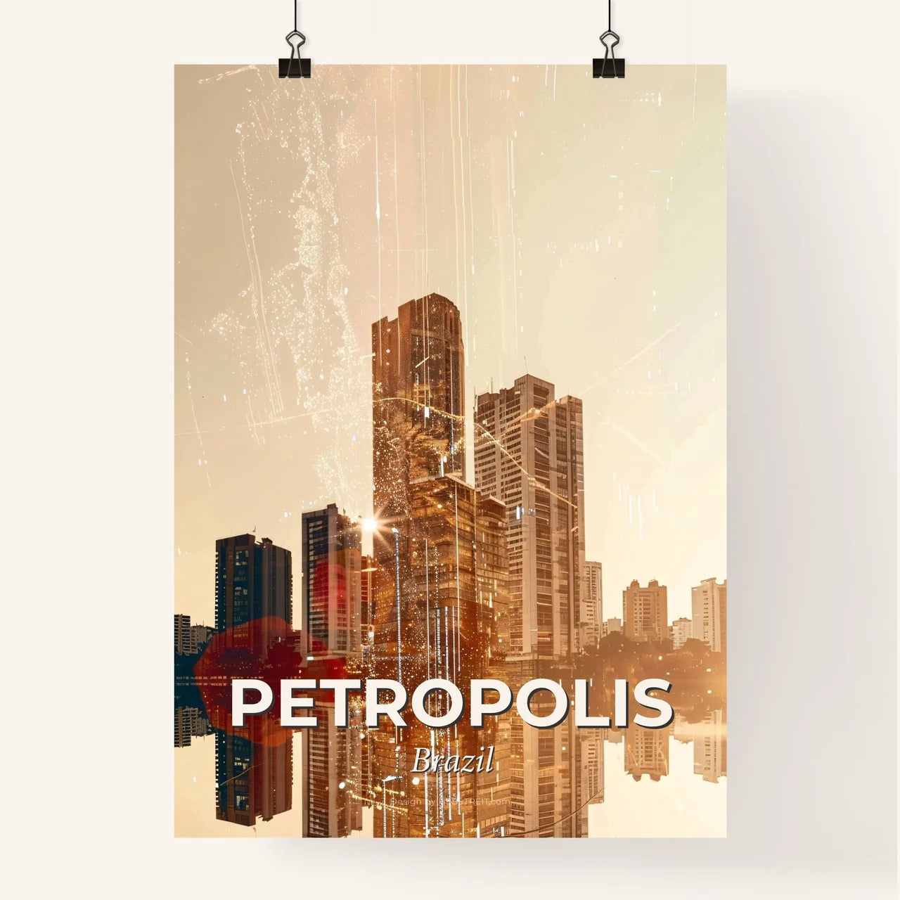 Petropolis Skyline Composite Art With Subtle Backlights Poster