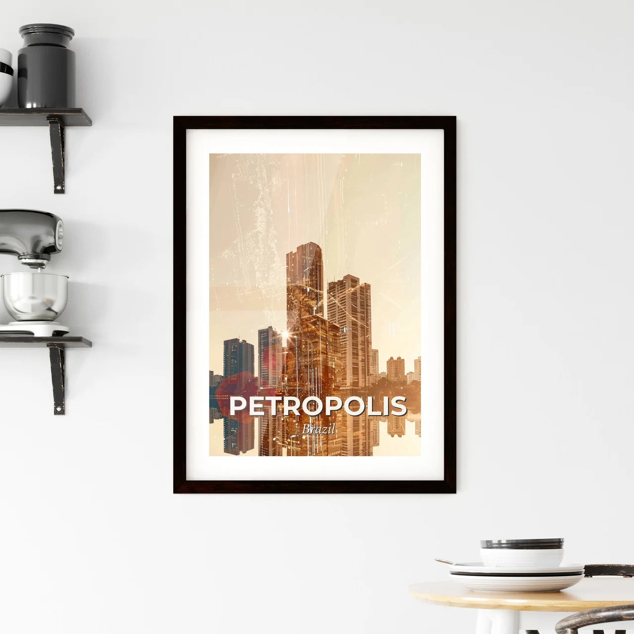 Petropolis Skyline Composite Art With Subtle Backlights Framed Print