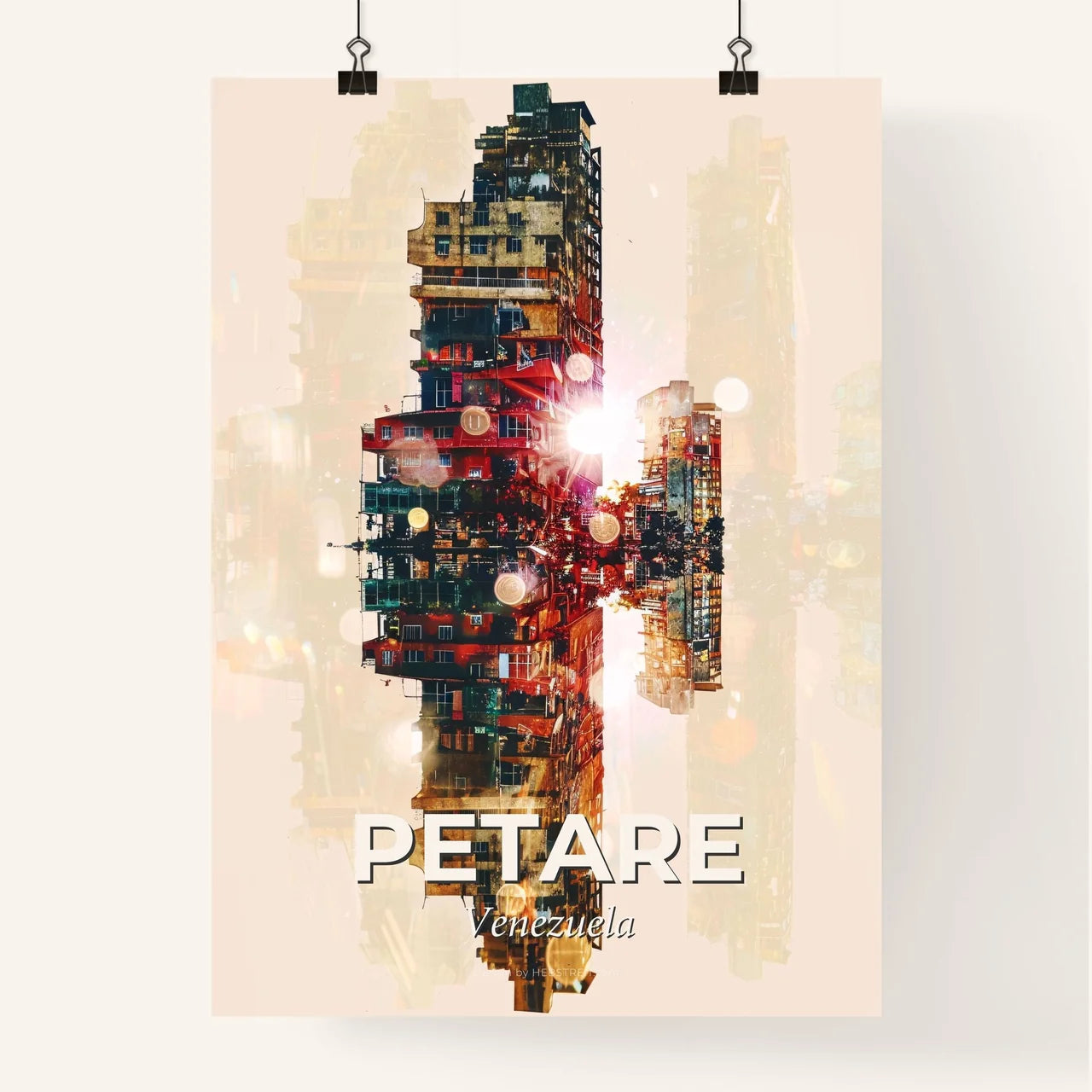 Petare City Dreamy Art: Double Exposure of Architecture Poster