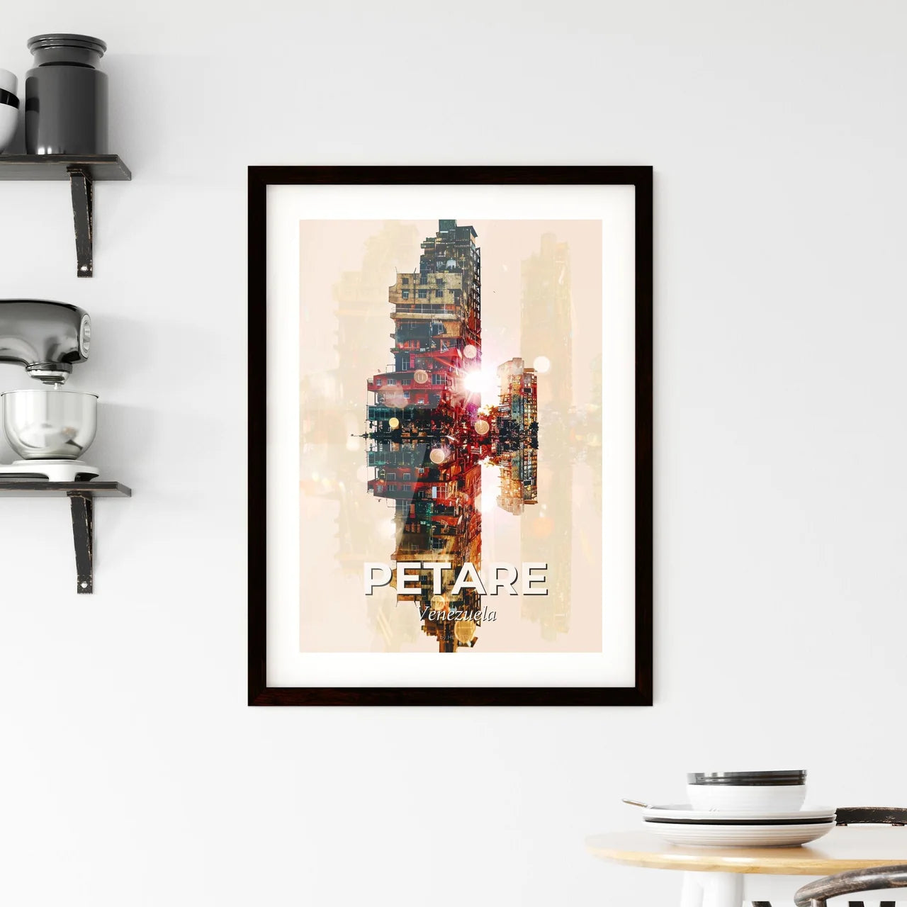 Petare City Dreamy Art: Double Exposure of Architecture Framed Print