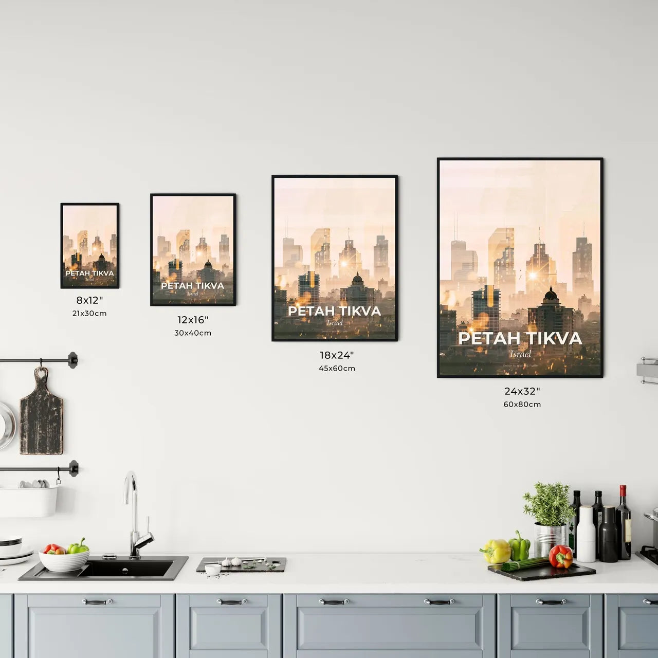 Petah Tikva Skyline Double Exposure Poster Art Office Art