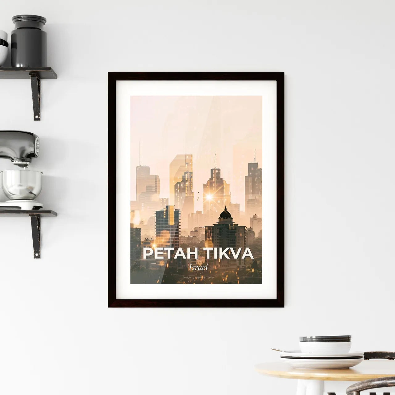 Petah Tikva Skyline Double Exposure Poster Art Framed Print