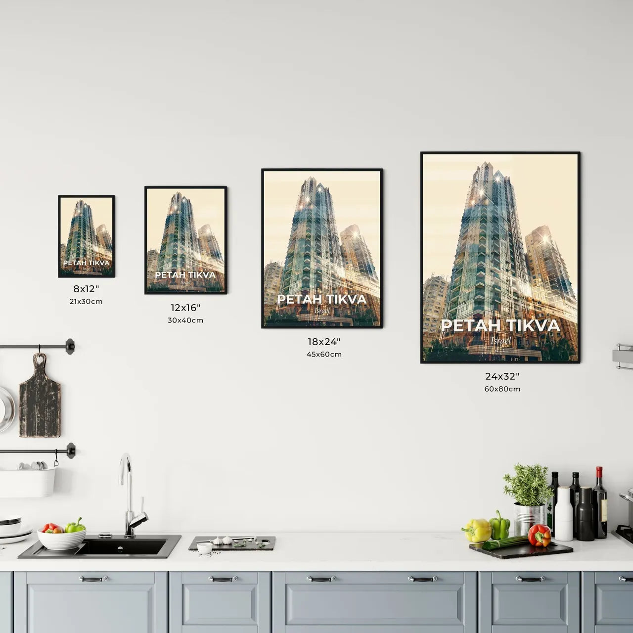 Petah Tikva: Architecture Icon Skyline Cityscape Poster Office Art