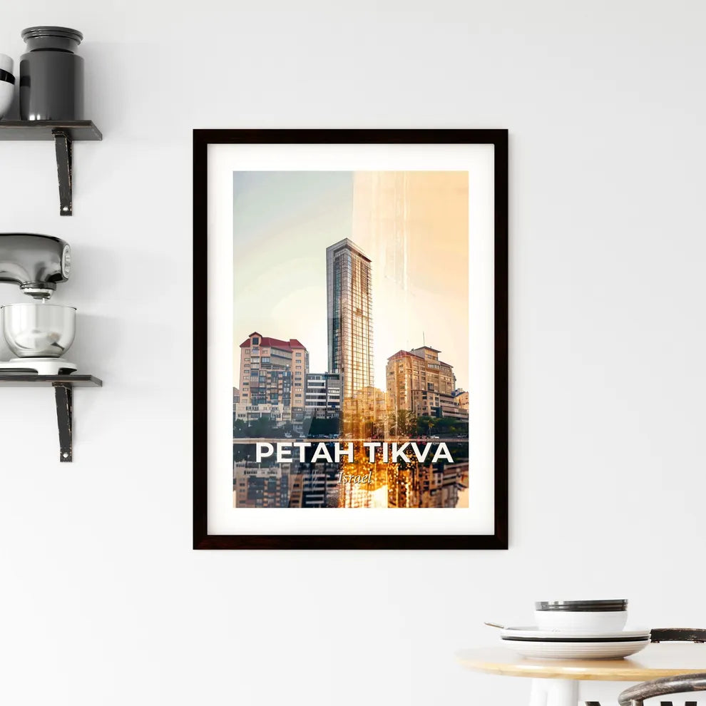 Petah Tikva Skyline Double Exposure Composite Art Framed Print