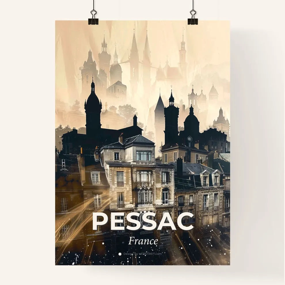 Pessac Skylines Double Exposure Art Poster