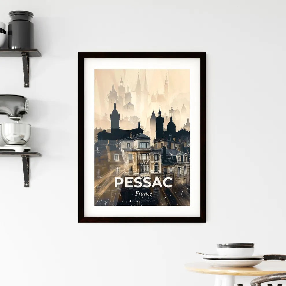 Pessac Skylines Double Exposure Art Framed Print