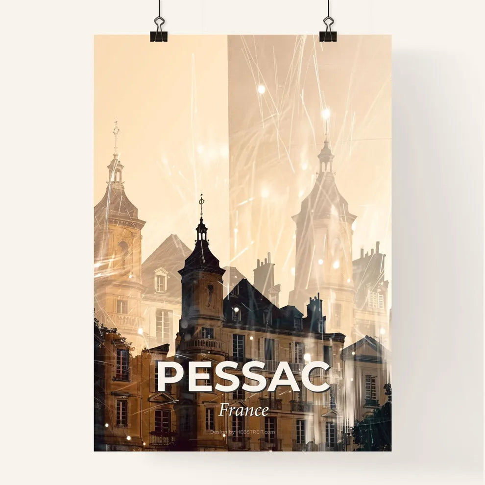 Pessac Skyline Pop Art Minimalist Silhouette Poster