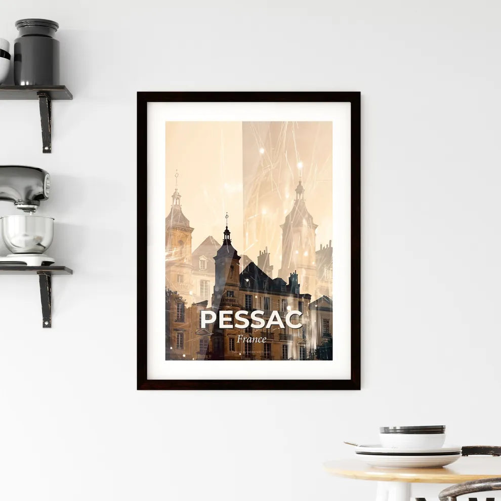 Pessac Skyline Pop Art Minimalist Silhouette Framed Print