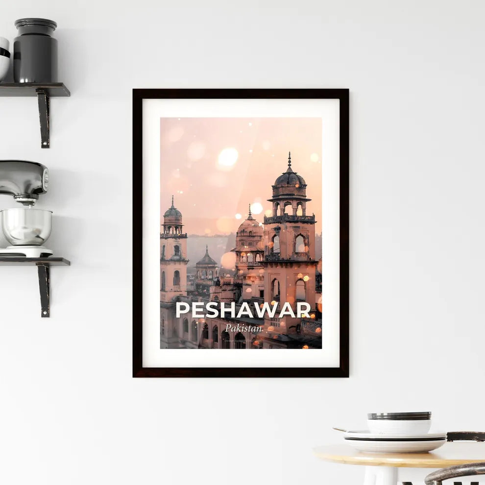 Peshawar Skyline Double Exposure Art Poster Framed Print