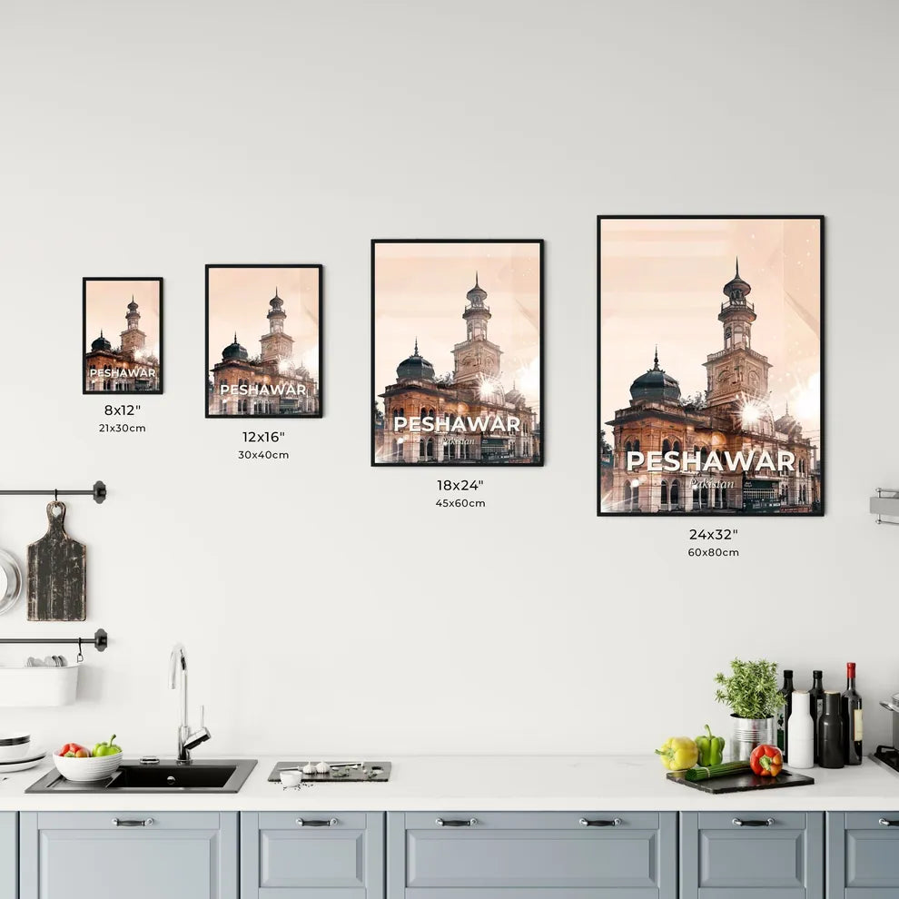 Peshawar Skyline Double Exposure Art Poster Office Art
