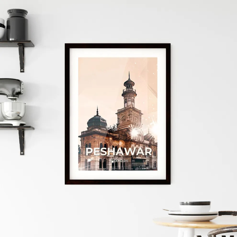 Peshawar Skyline Double Exposure Art Poster Framed Print