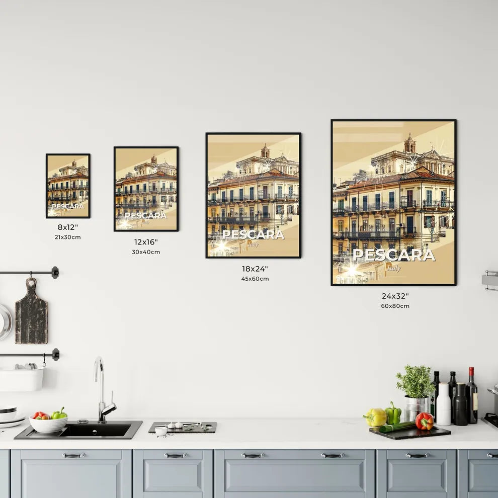 Pescara Skyline Double Exposure Architecture Art Poster Office Art