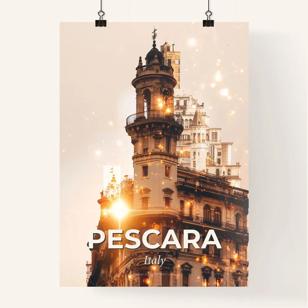 Pescara Skyline Double Exposure Art Poster Poster