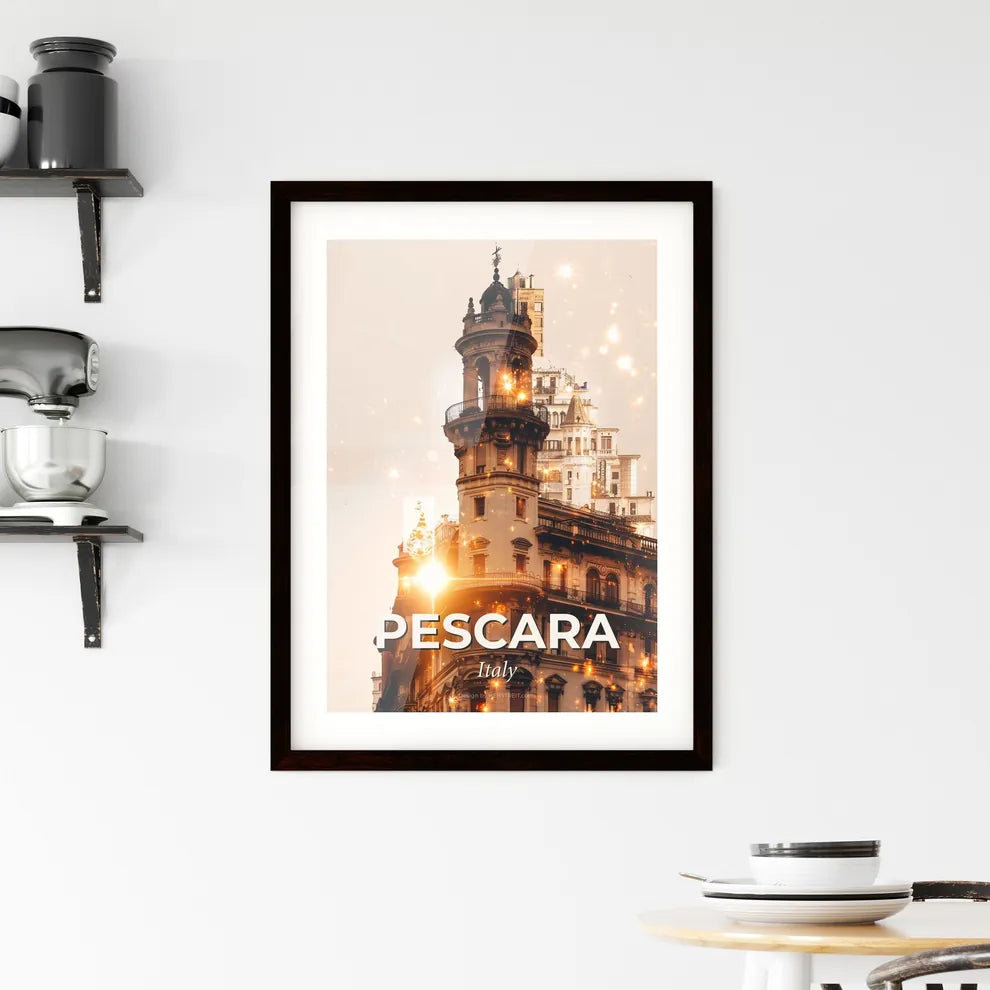 Pescara Skyline Double Exposure Art Poster Framed Print