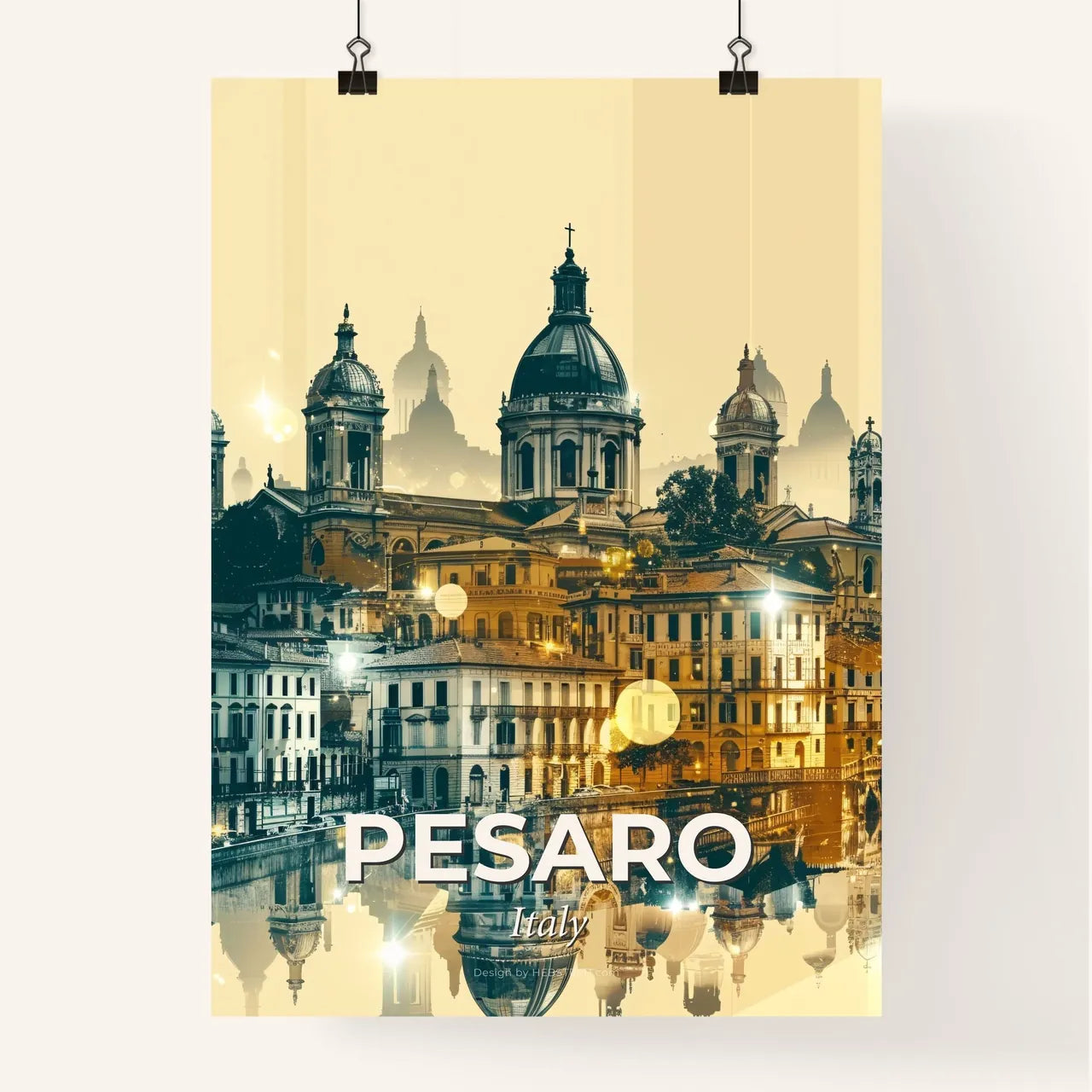Pesaro City Skyline Double Exposure Fine Art Print Poster