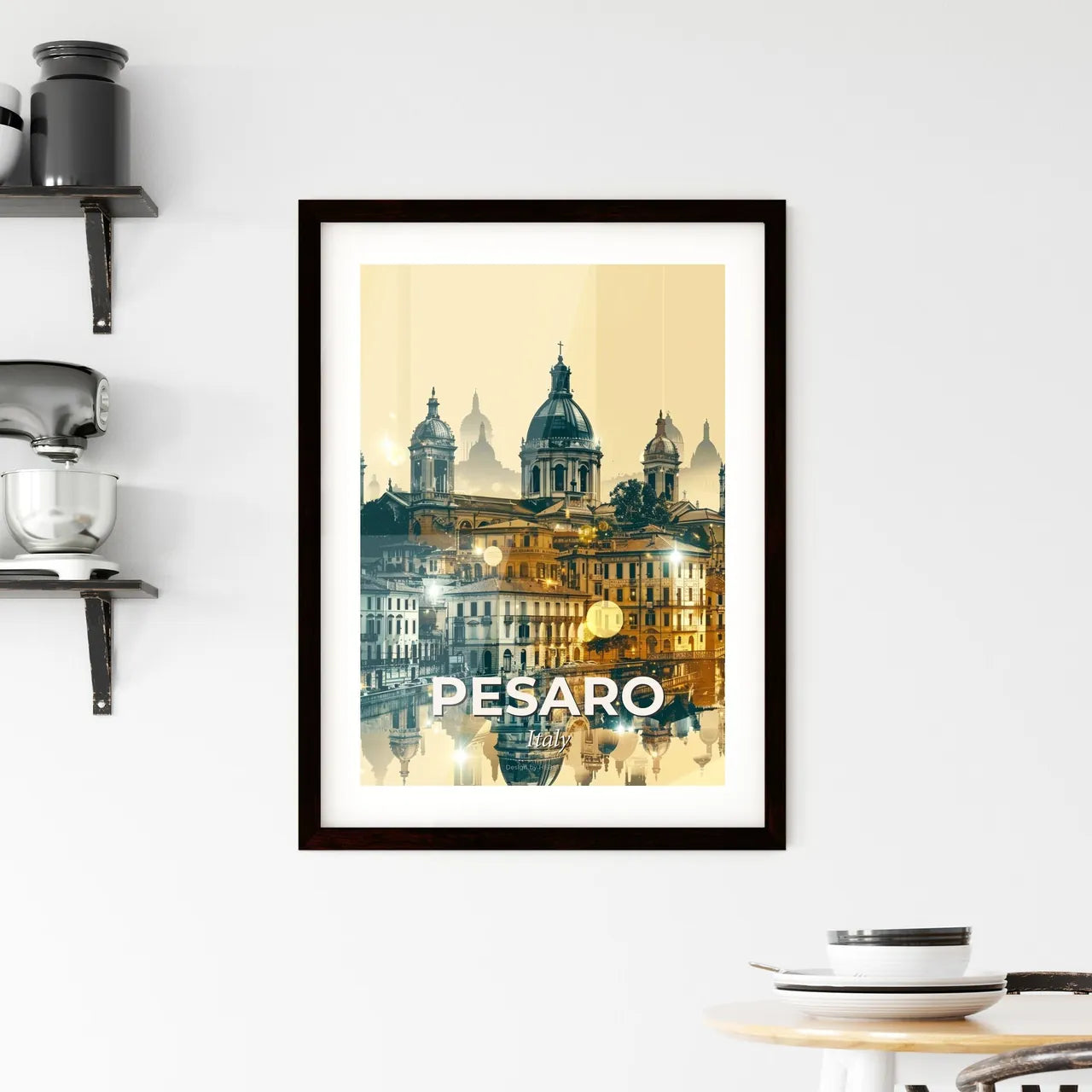 Pesaro City Skyline Double Exposure Fine Art Print Framed Print