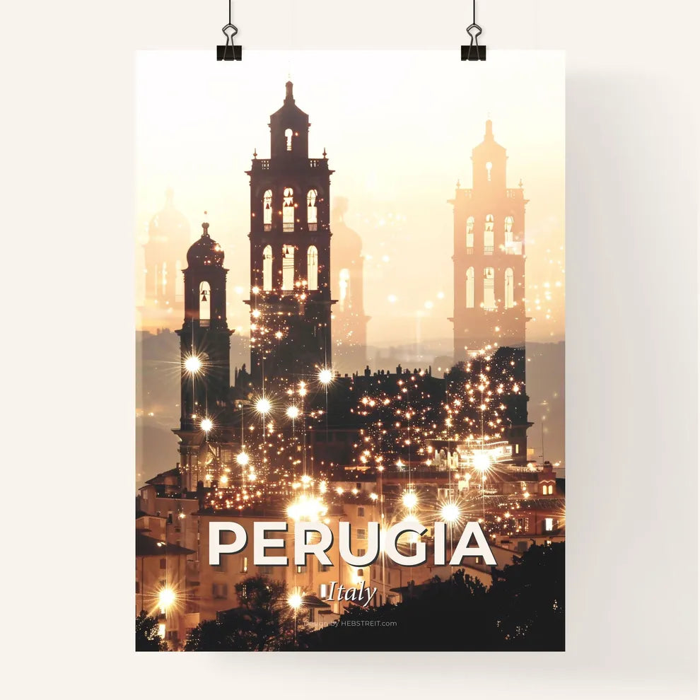 Perugia Italy City Double Exposure Composite Poster