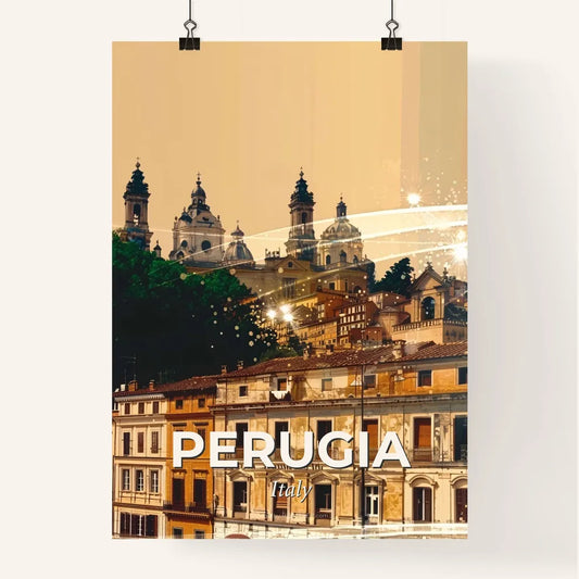 Perugia Skyline Beige Double Exposure Cityscape Poster Poster