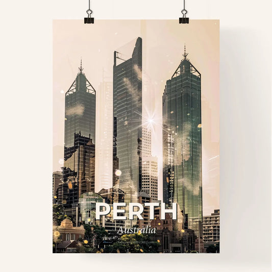 Perth Double Exposure City Skyline Art Poster