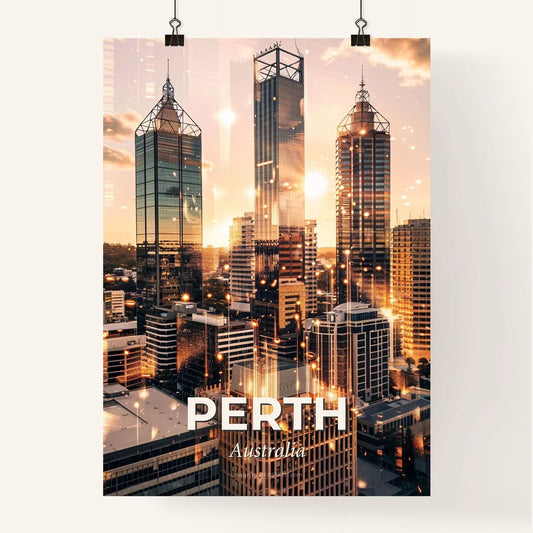 Perth Skyline Composite Art Poster with Local Icons Poster