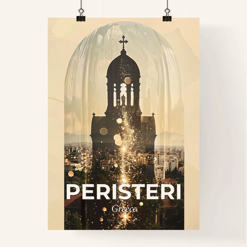 Peristeri City Skyline Multiple Exposure Art Poster