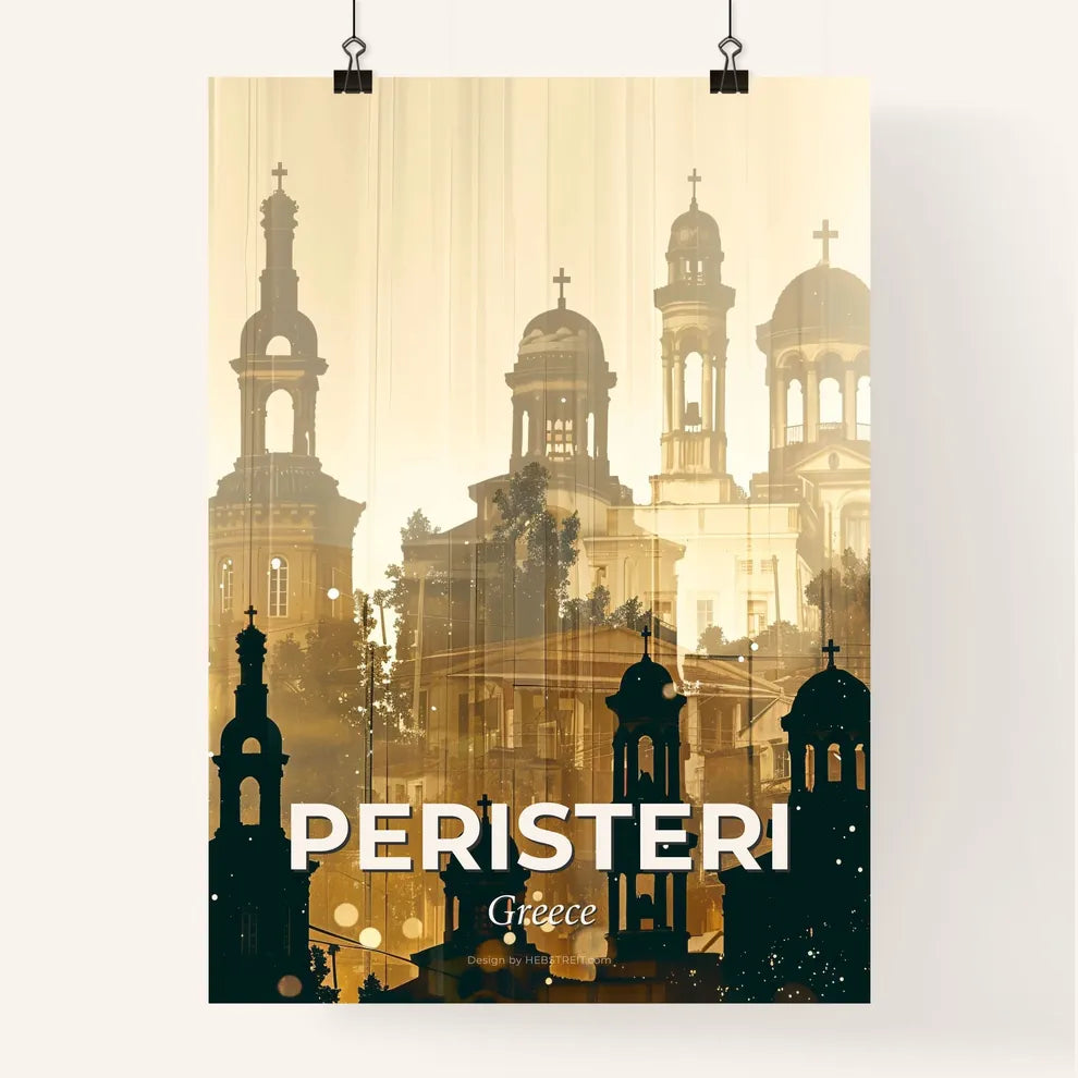 Peristeri City Skyline Silhouetted Poster Glow Poster