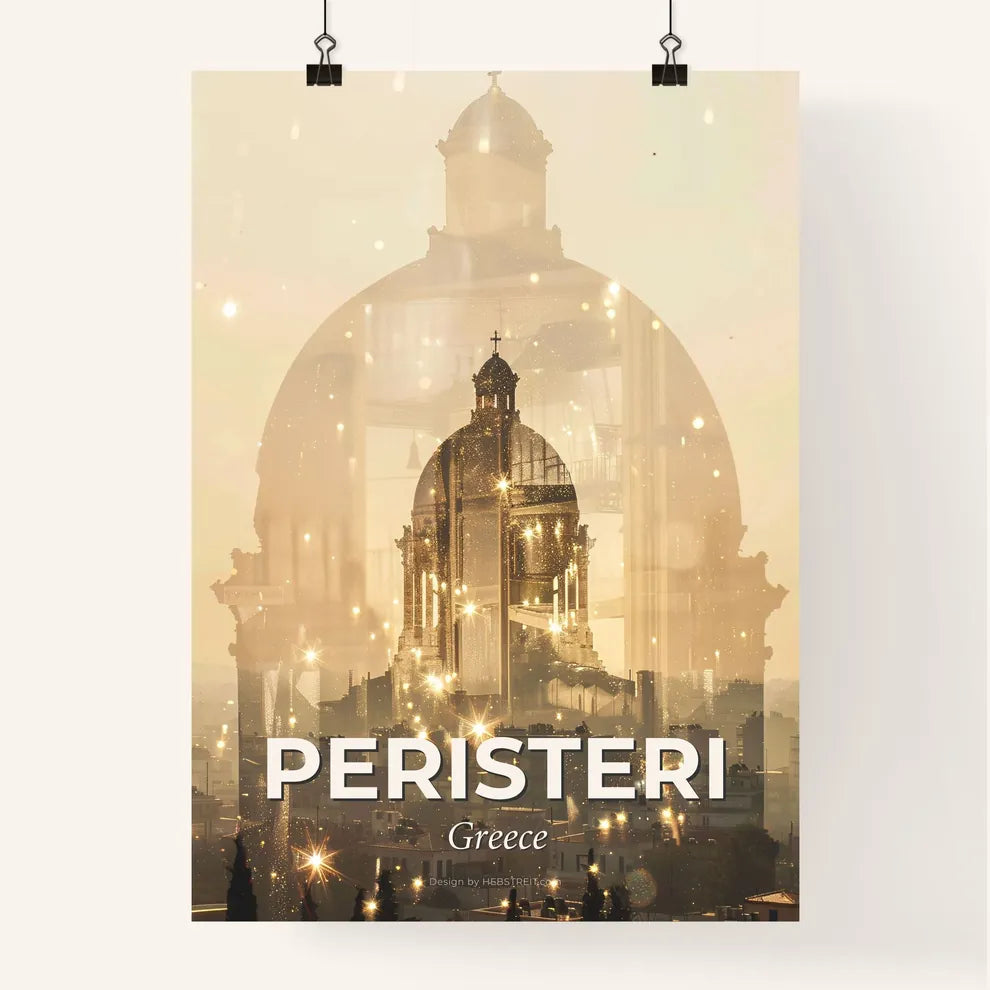 Peristeri Skyline Double Exposure Bright Poster Art Poster