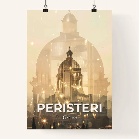 Peristeri Skyline Double Exposure Bright Poster Art Poster