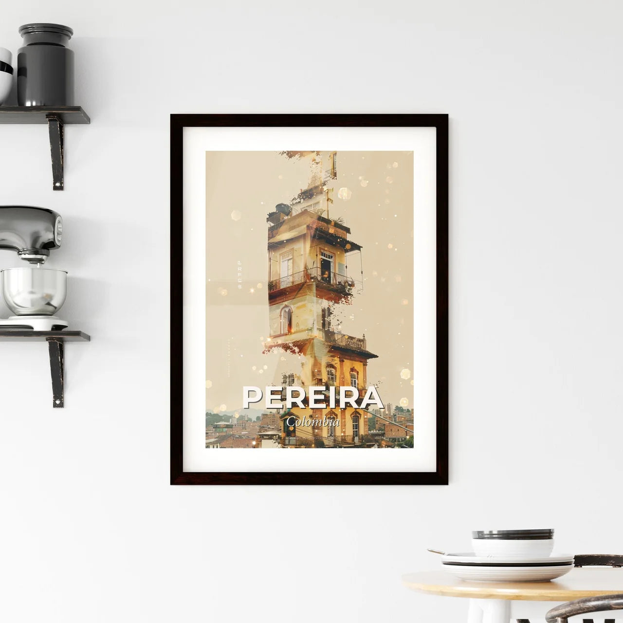 Pereira Skyline Double Exposure Cityscape Poster Framed Print