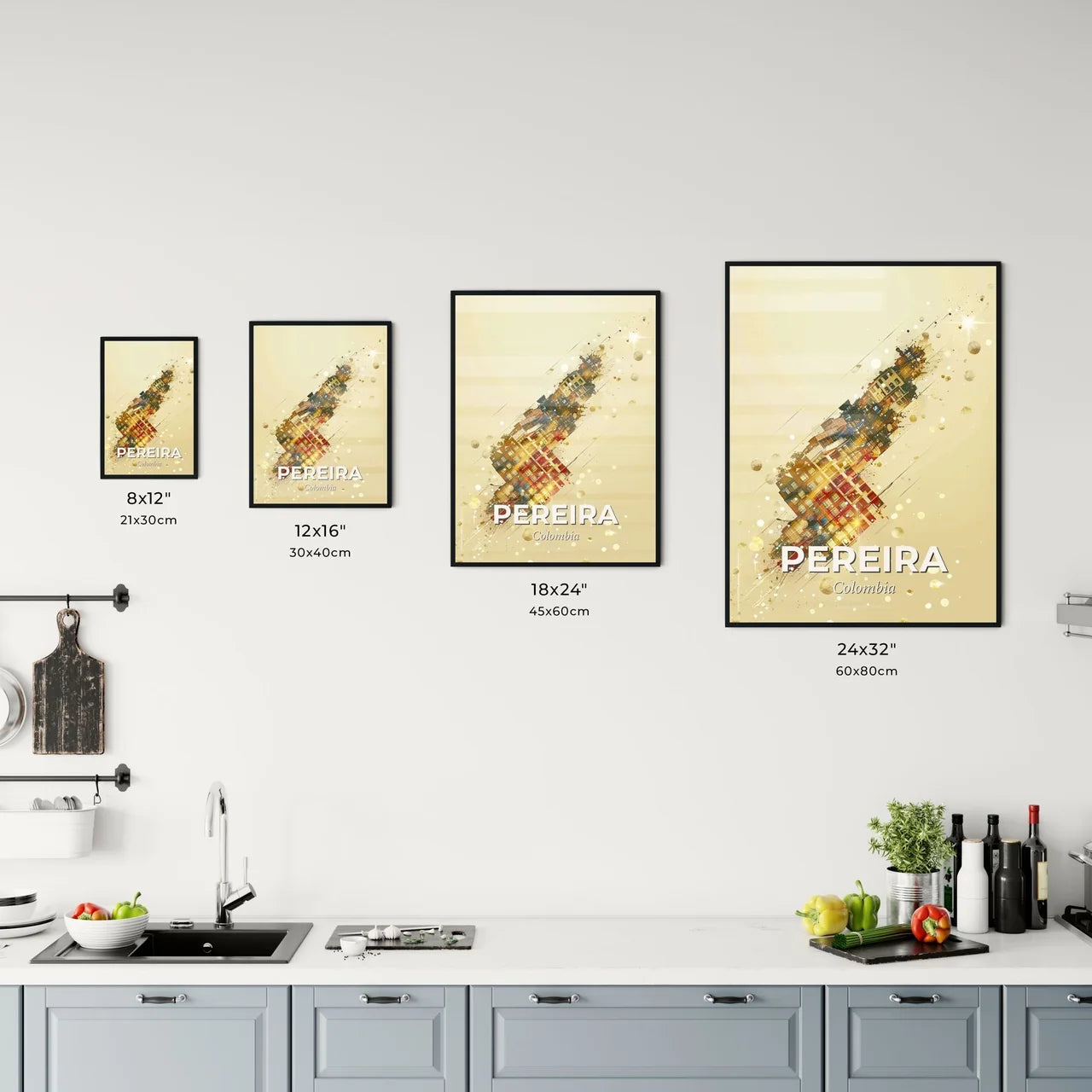 Pereira Skyline Composite Art, Vibrant Poster Office Art
