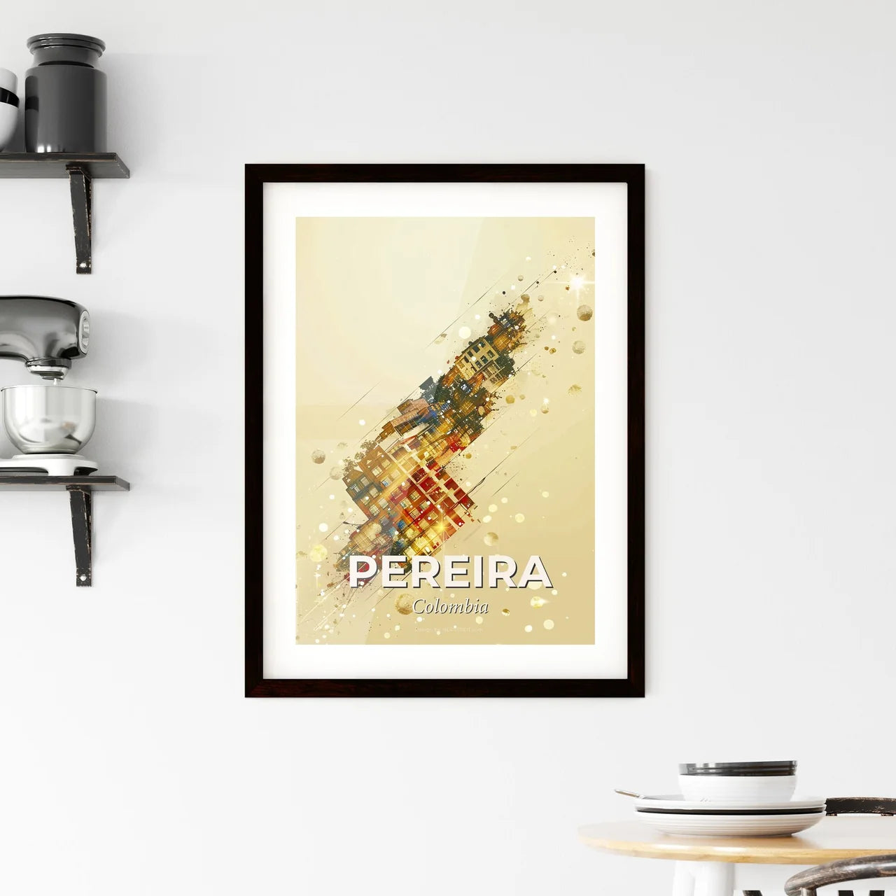 Pereira Skyline Composite Art, Vibrant Poster Framed Print