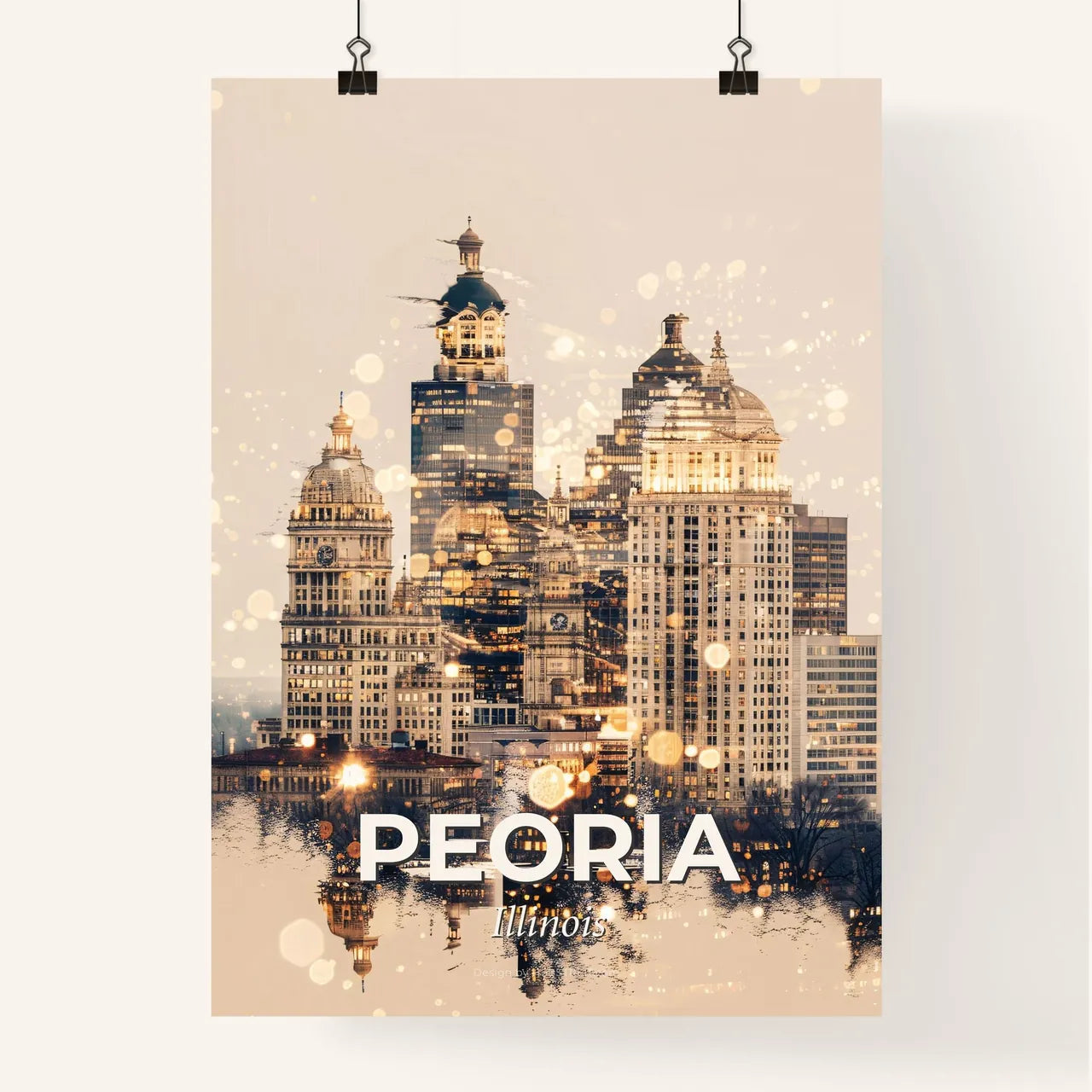 Peoria City Skyline Composite Art Poster Poster