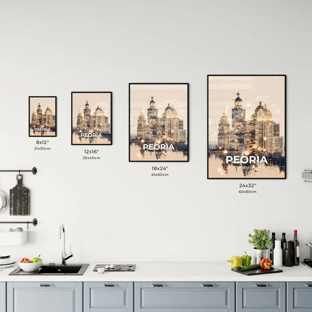 Peoria City Skyline Composite Art Poster Office Art