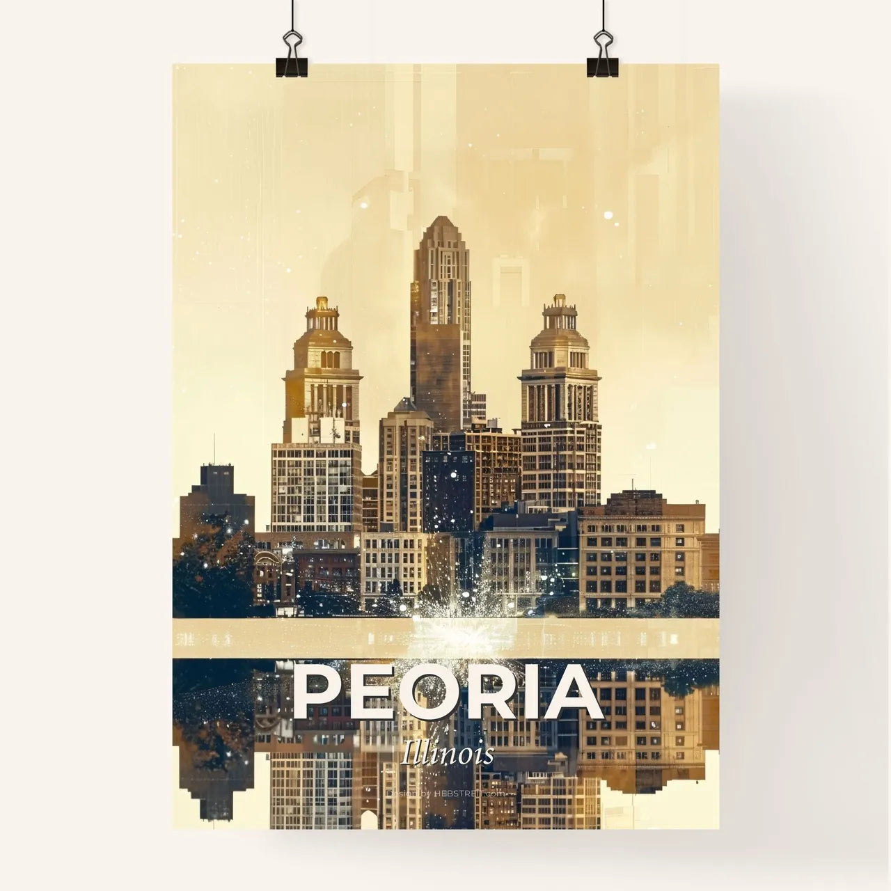 Peoria City Lights Skyline Composite Art Poster Poster