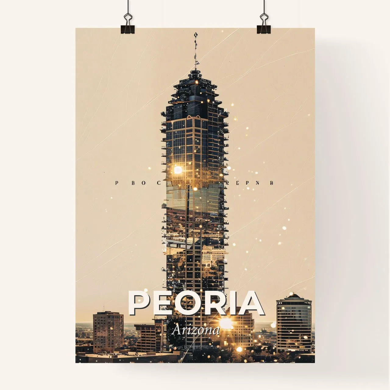 Peoria's Vibrant Skyline in a Modern Composite Poster