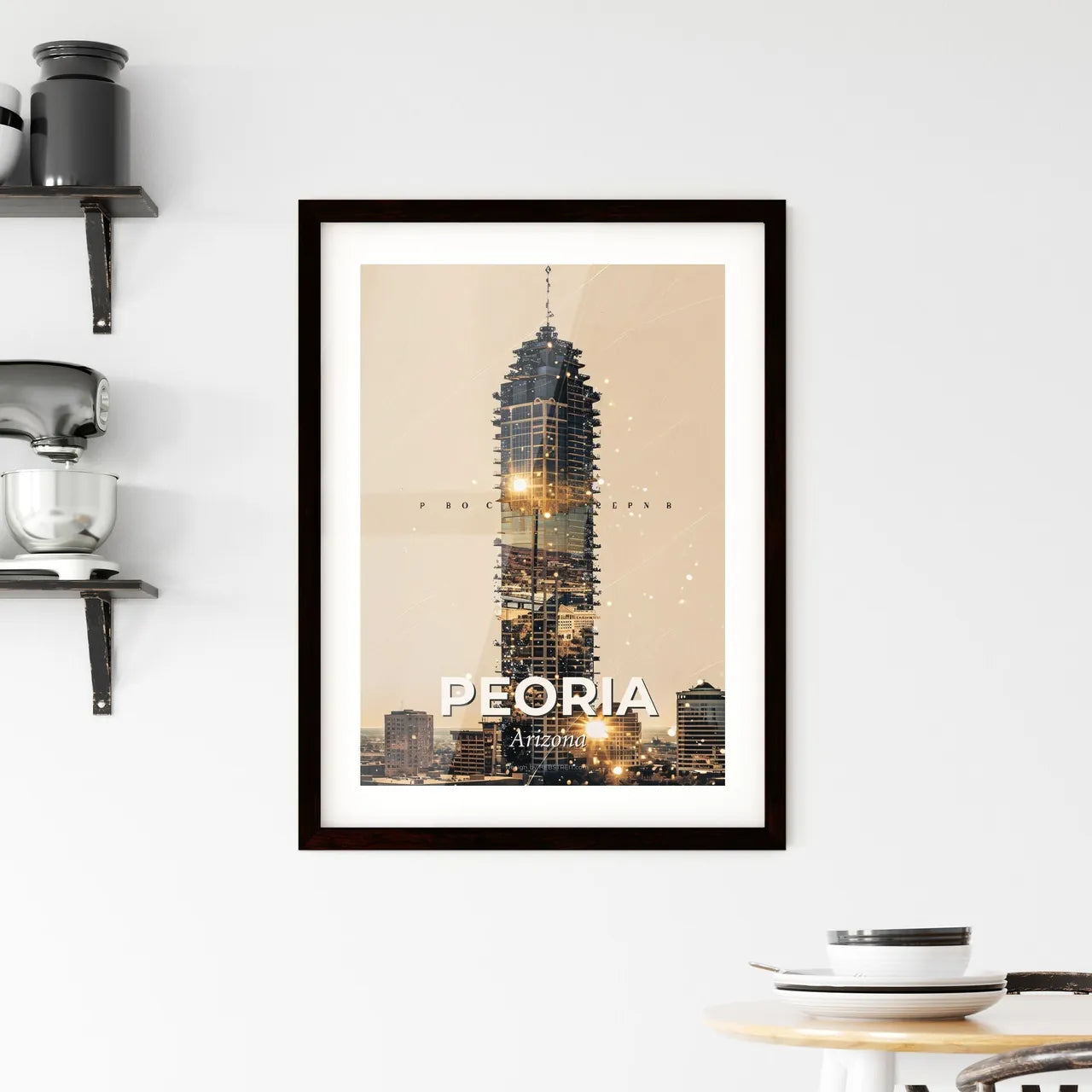 Peoria's Vibrant Skyline in a Modern Composite Framed Print