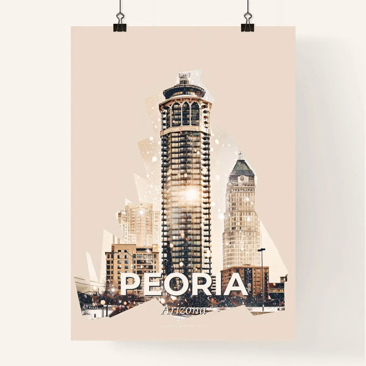Peoria Cityscape Double Exposure Skyline Art Poster