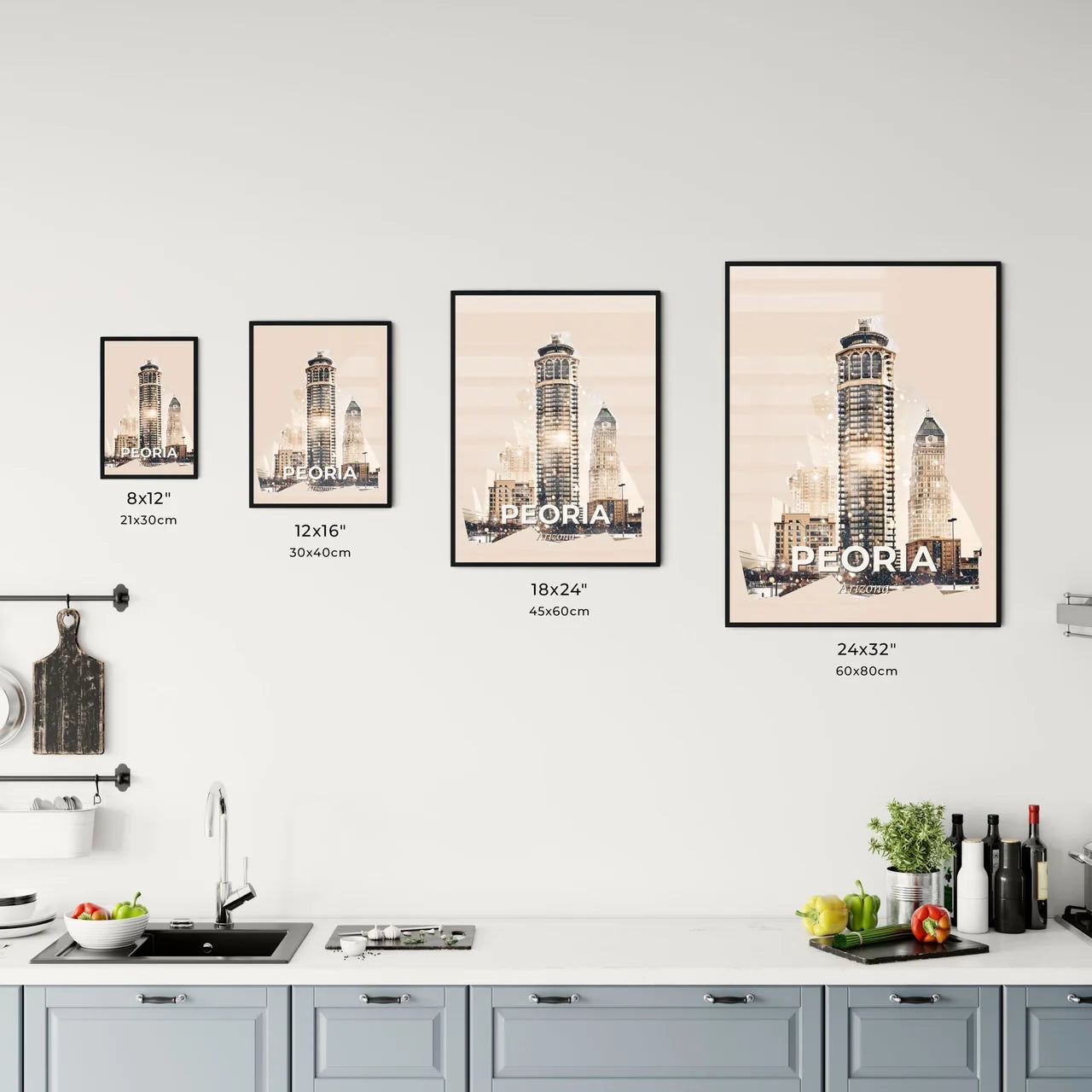 Peoria Cityscape Double Exposure Skyline Art Office Art