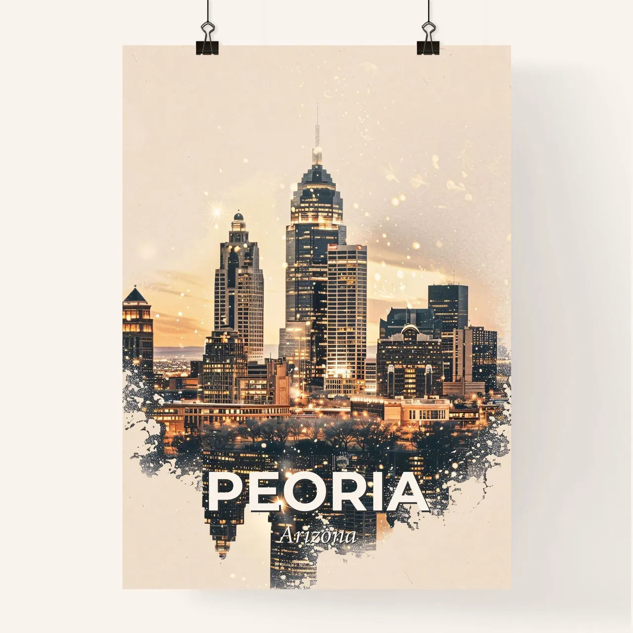 Peoria Skyline Composite Art Poster Poster