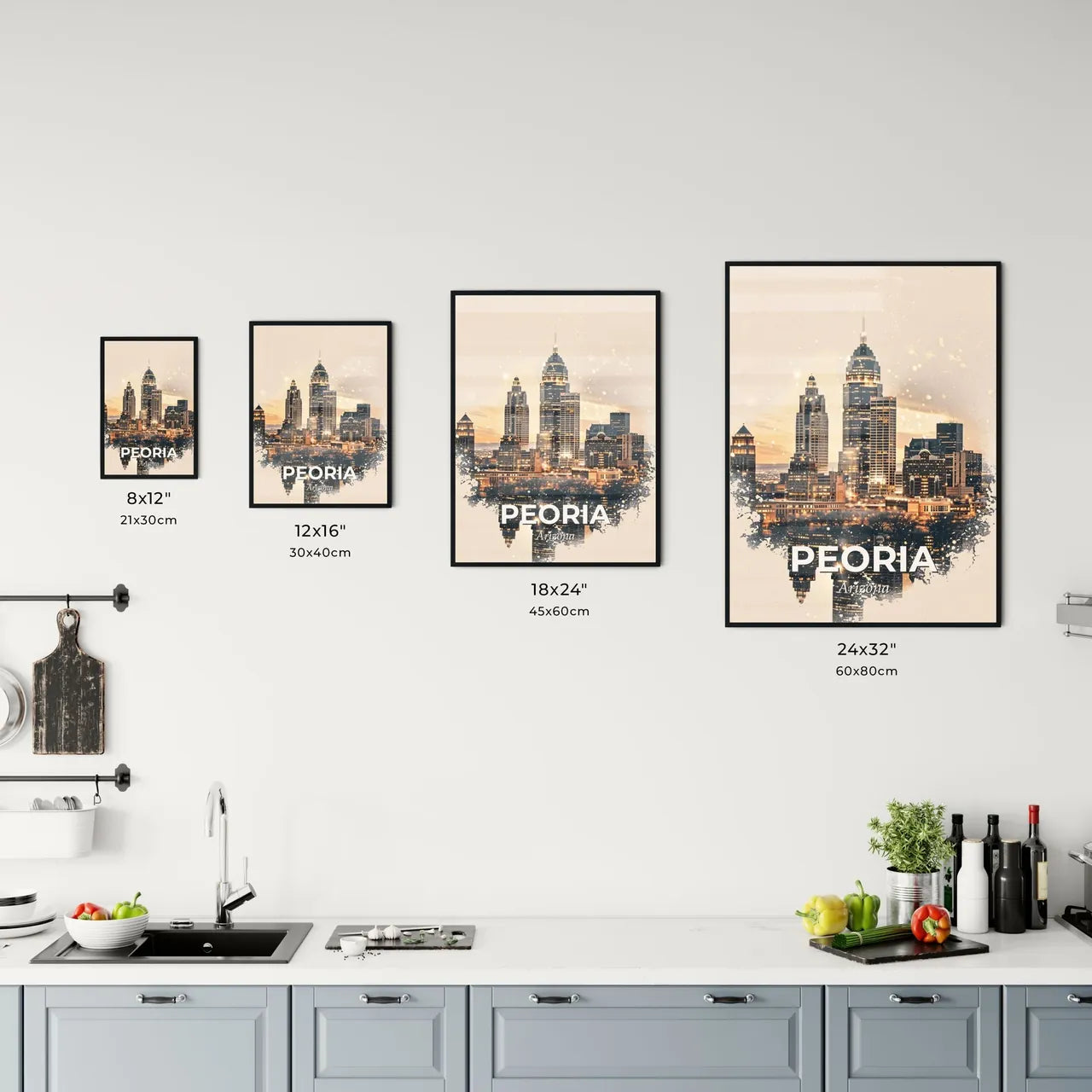 Peoria Skyline Composite Art Poster Office Art