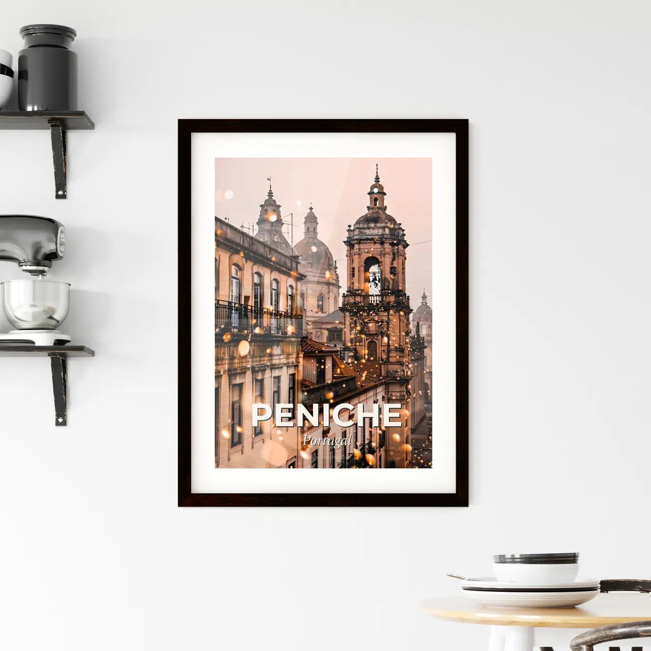 Peniche City Skyline Composite Art Poster Framed Print