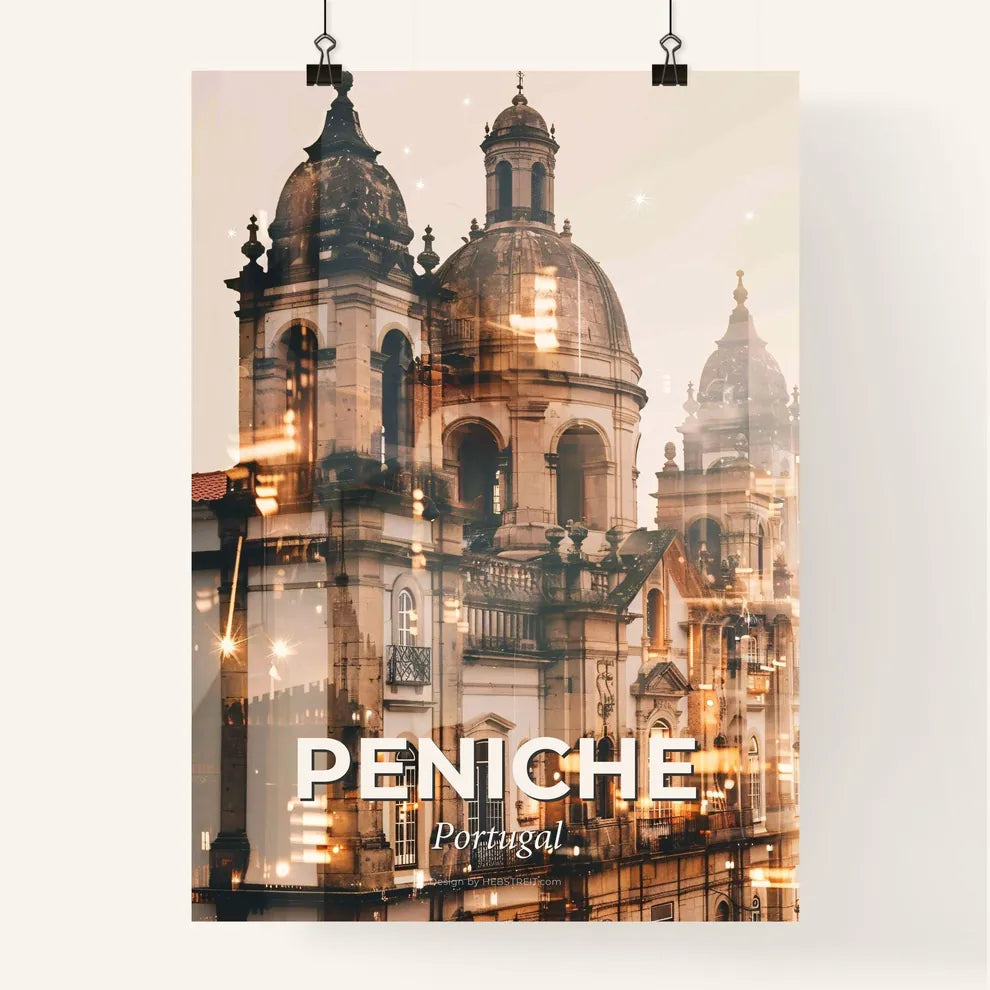 Peniche Portugal Double Exposure Cityscape Poster
