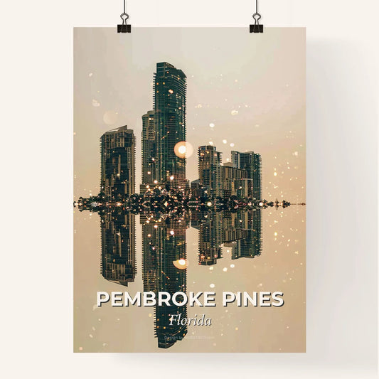 Pembroke Pines City Skyline Night Composite Poster Poster