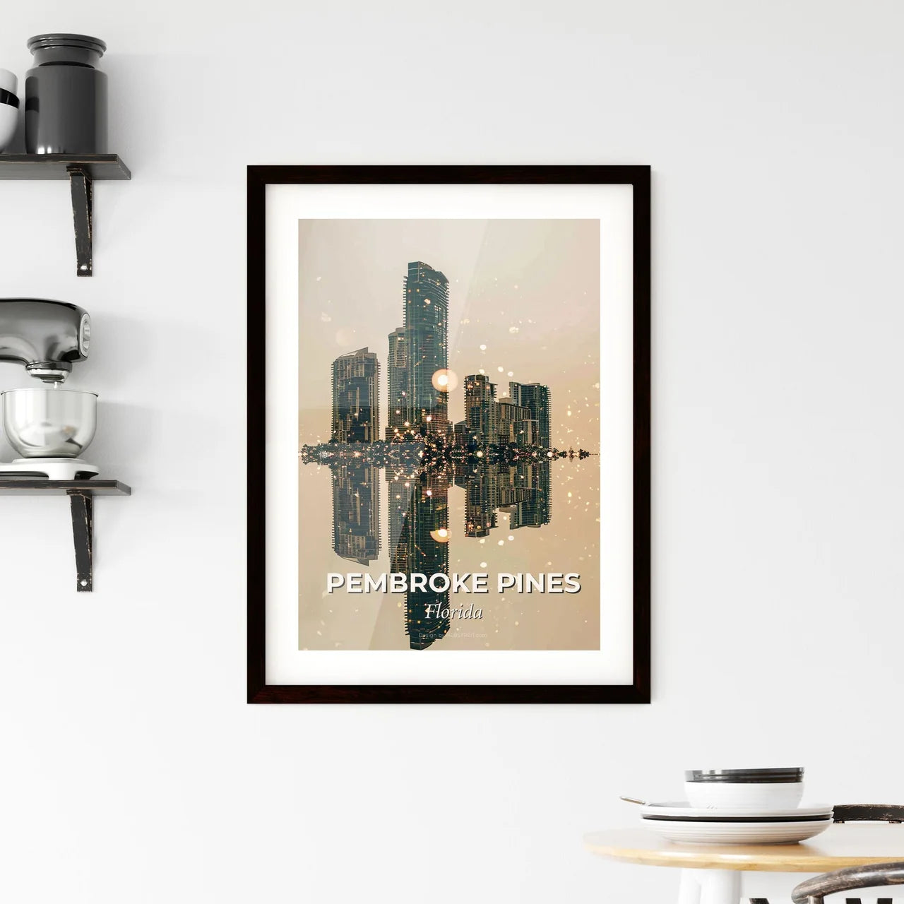 Pembroke Pines City Skyline Night Composite Poster Framed Print