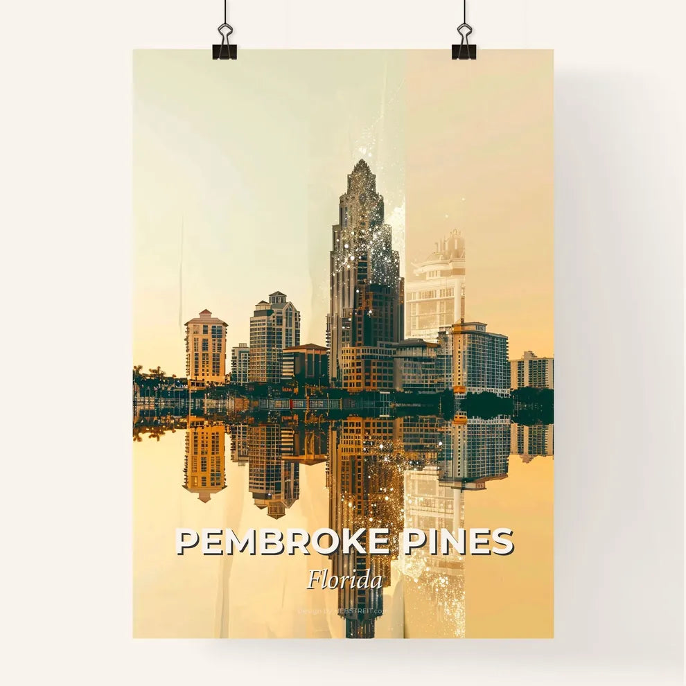 Pembroke Pines City Skyline Modern Art Print Poster
