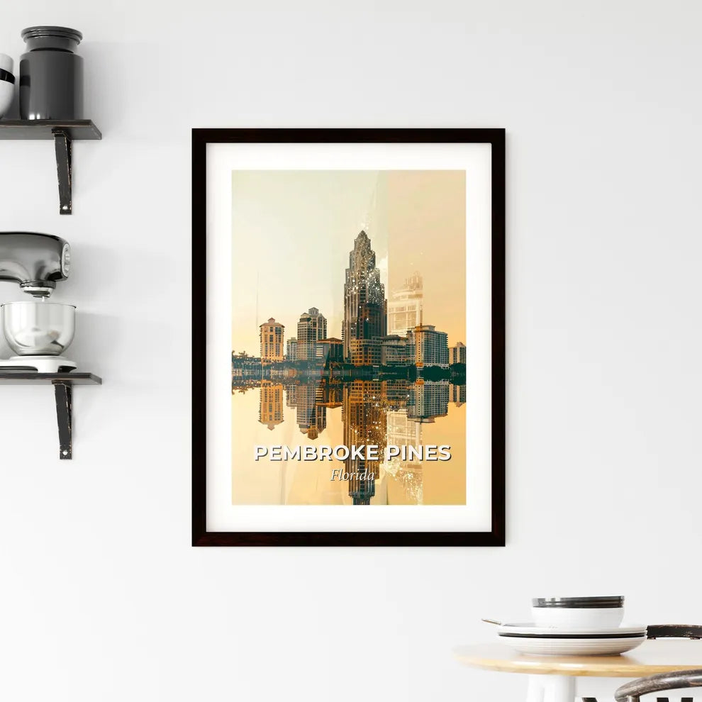Pembroke Pines City Skyline Modern Art Print Framed Print